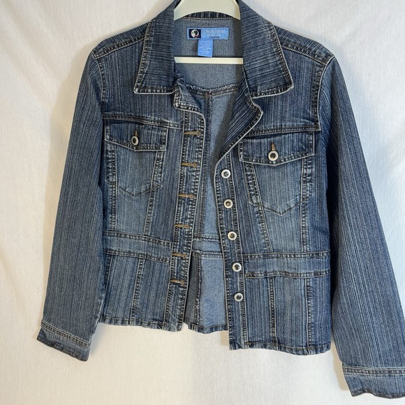 Women's Duck Head Jeans Co. Denim Jacket Med Wash Small Stretch Retro Y2K - Picture 3 of 8